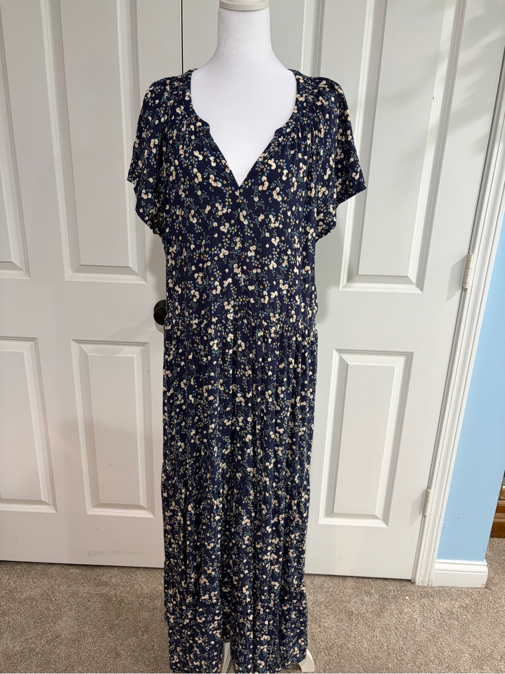 Old Navy Navy Blue Floral Maxi Dress